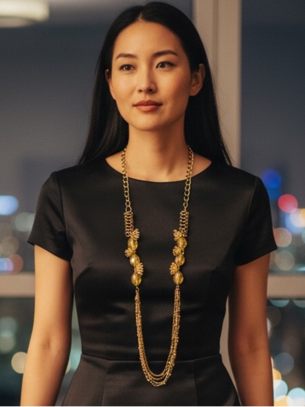 Gun Metal Crystal Necklace